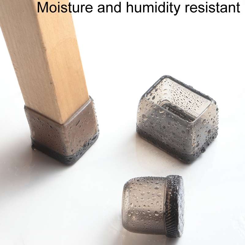 4pcs / Set Thickened Wear-Resistant Table And Chair Leg Covers House ... Medium Square Transparent