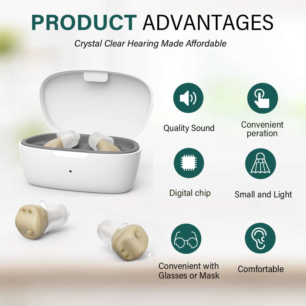 Z-68 In-ear TWS Invisible Hearing Aid Digital Sound Amplifier with Charging Box(Skin Color)