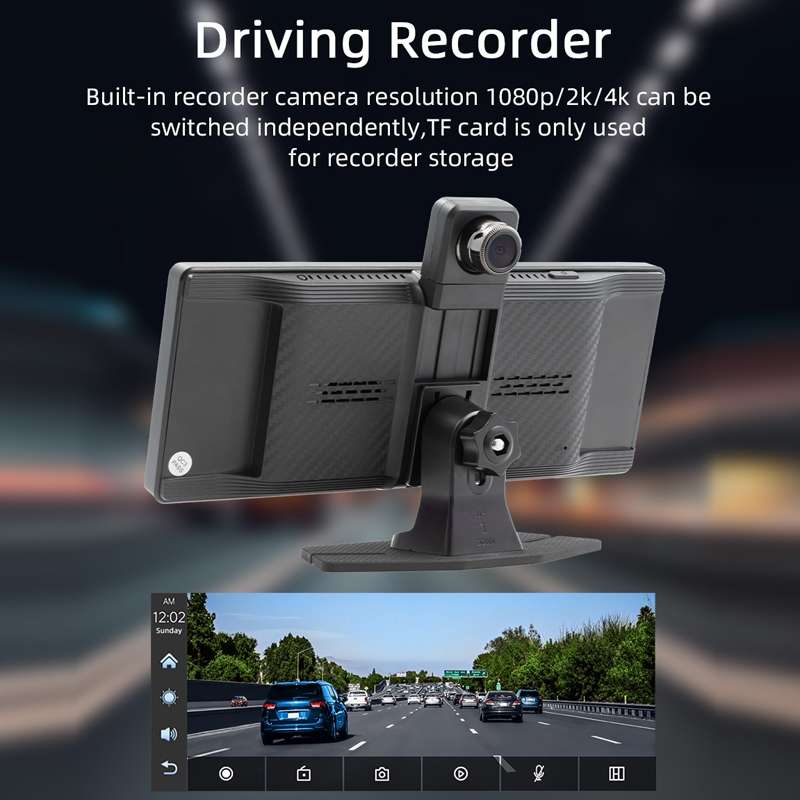 Car Bluetooth Portable DVR Monitor Support Carplay/Android Auto, Specifications: Display