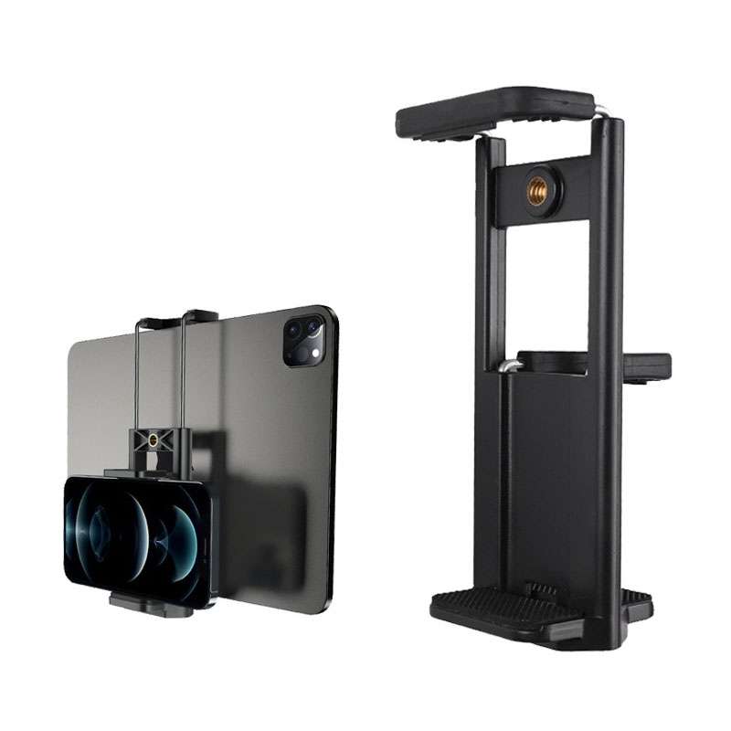Desktop Live Dual-purpose Mobile Phone Holder Photography Tripod Tablet Clamp(Black)
