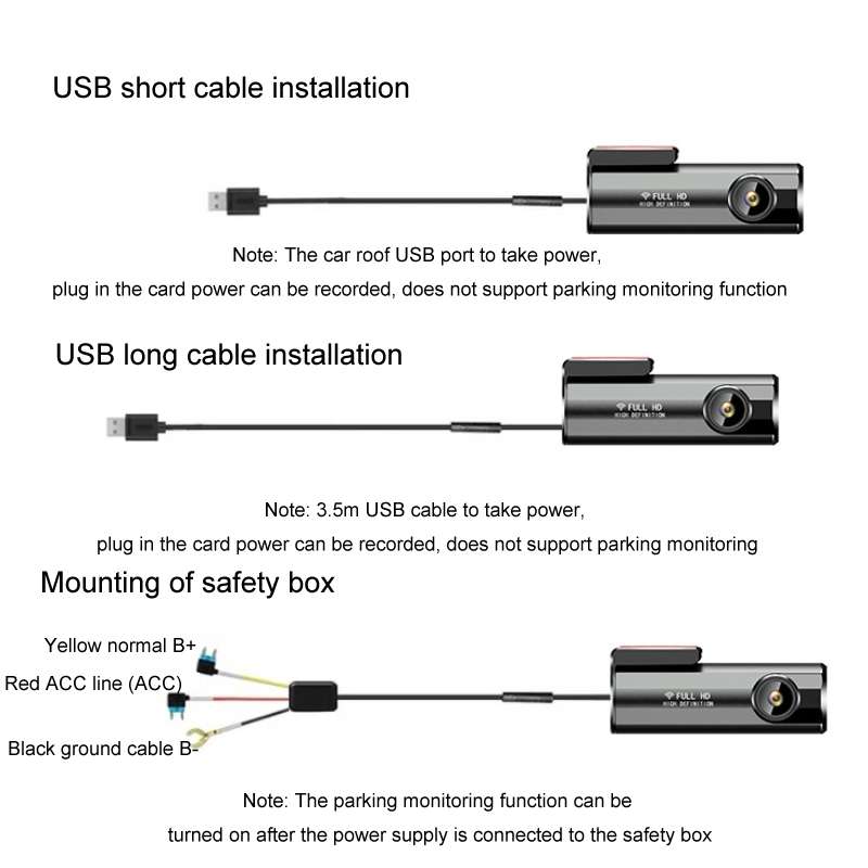 WIFI Mobile Phone 2K Ultra-Clear 360-Degree Rotating Driving Recorder, Version: Step-down Line(No TF