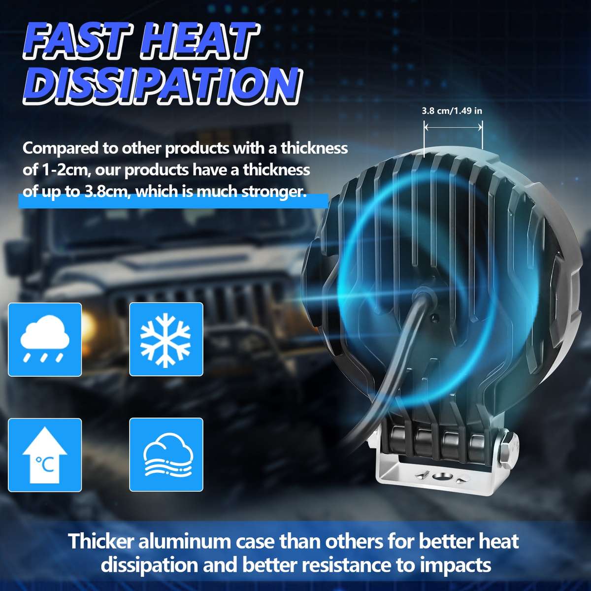 14W 9-30V Floodlight Mixed Luminous 4 Inch Round Work Light With Wire Set(X2)