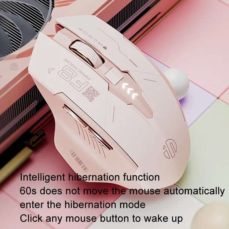 Inphic F8 2.4G Wireless Mute Charging Computer Gaming Mouse(Milk Tea Color)