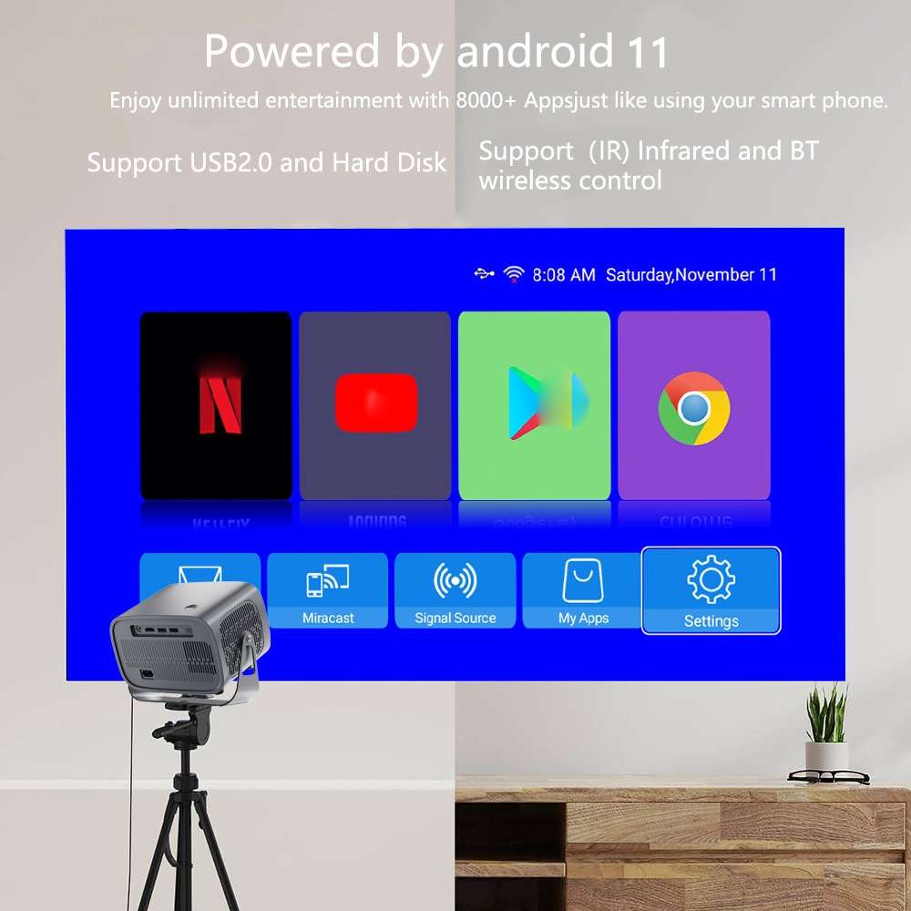 4K Smart Android Portable Projector EU Plug
