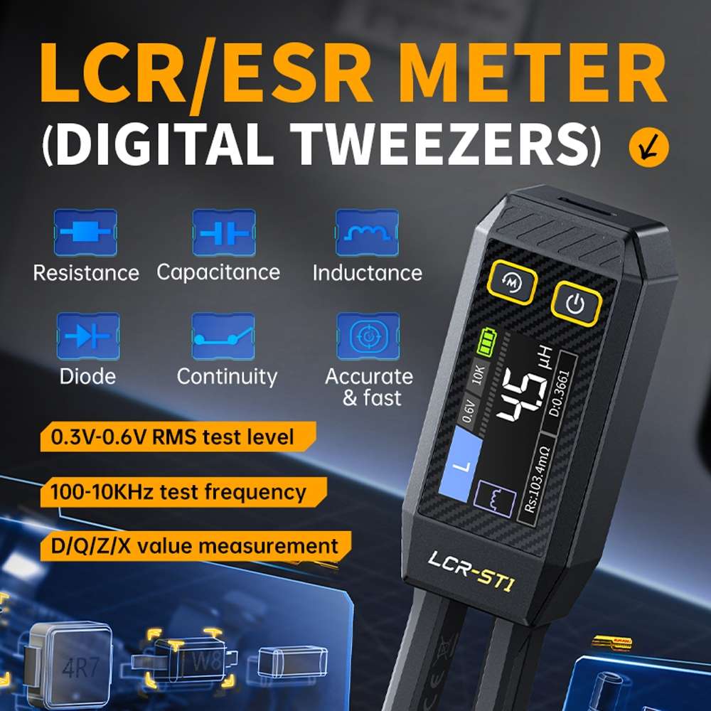 FNIRSI Digital Tweezers Resistor Capacitor Component Test Multimeter(LCR-ST1)