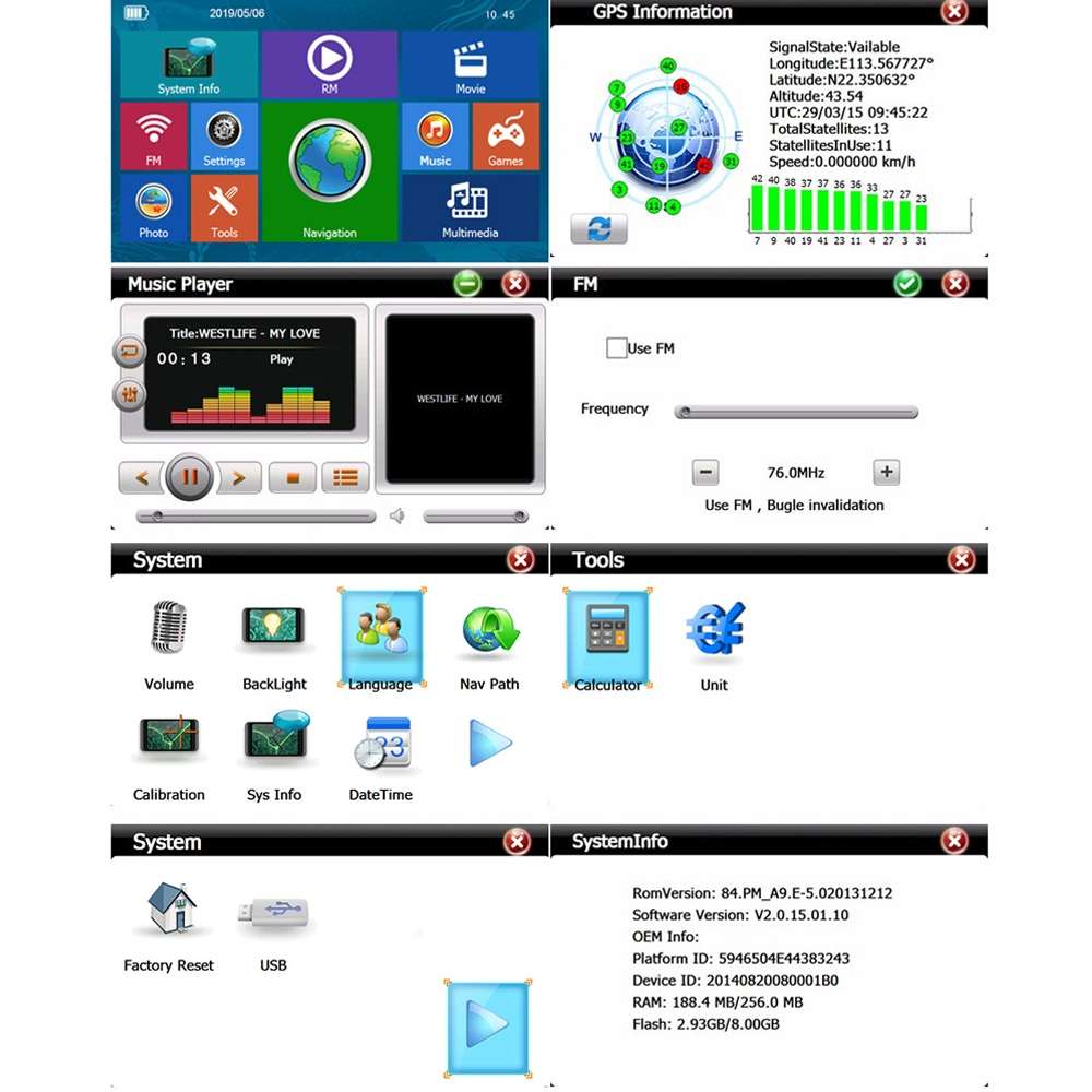 9 Inch 8G/256M Car GPS Navigator With Large Screen Capacitive Bluetooth Map, Area: Middle East Map
