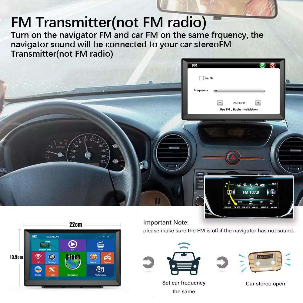 9 Inch 8G/256M Car GPS Navigator With Large Screen Capacitive Bluetooth Map, Area: Middle East Map