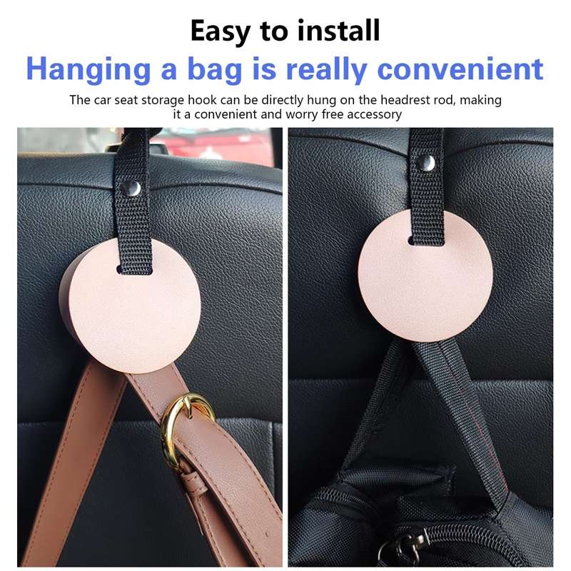 2pcs Concealed Car Seatback Leather Storage Hooks(Pink)