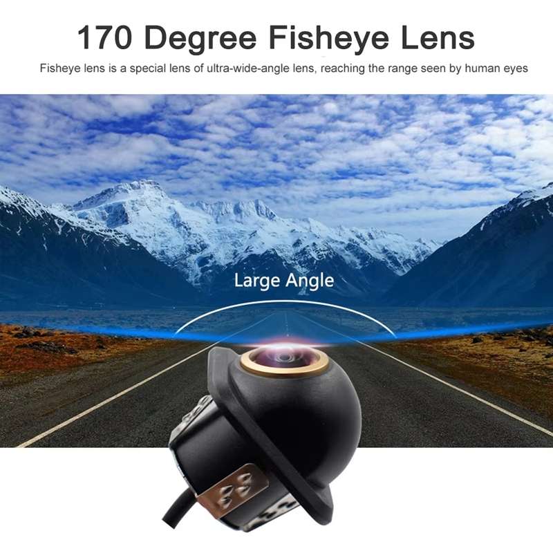 Car Universal HD Night Vision Rear View Reversing Three-Control Fisheye Camera, Style: AHD1080P Plug