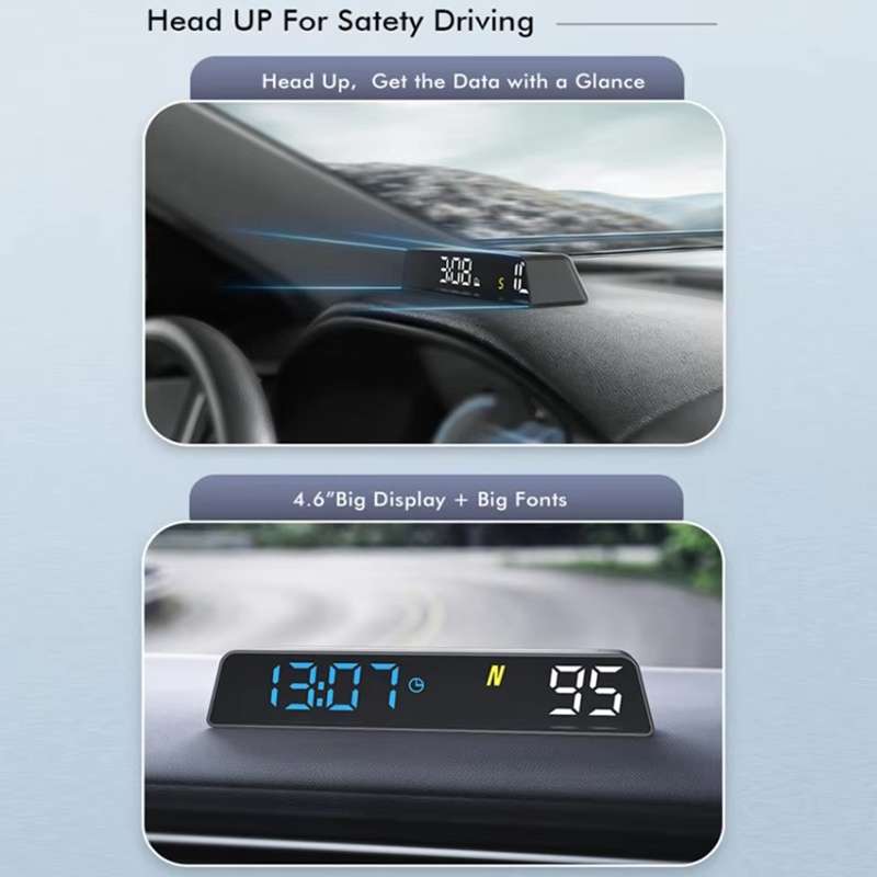Head-up Display USB Powered High-definition Vehicle Code Altitude Meter(Blue White)