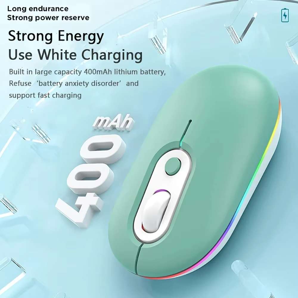 Rechargeable Illuminated Silent Wireless Mouse, Style: 2.4G Pink