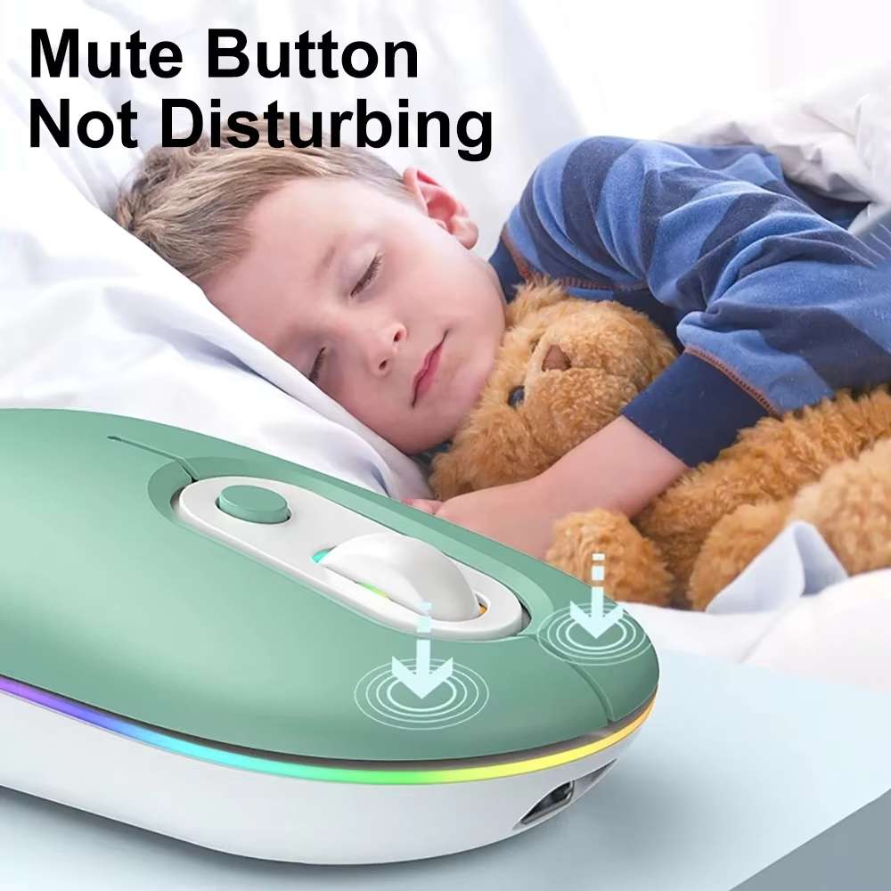 Rechargeable Illuminated Silent Wireless Mouse, Style: 2.4G Pink