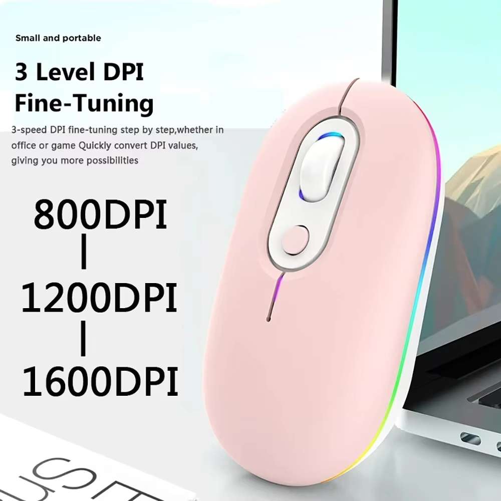 Rechargeable Illuminated Silent Wireless Mouse, Style: 2.4G Pink