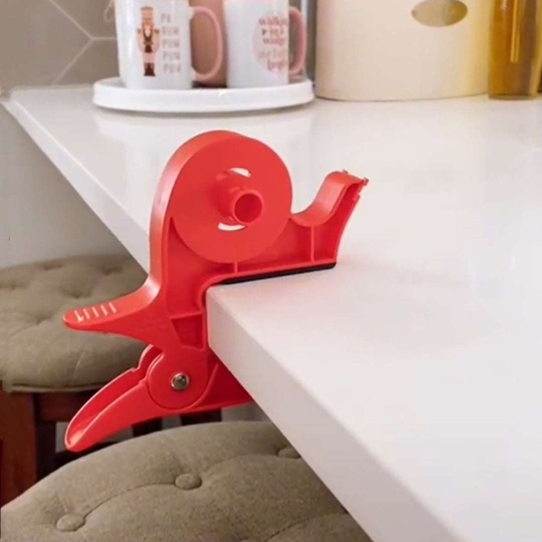 2pcs /Pack Wrapping Paper Holder Table Clamps with Integrated Tape Dispensers(Red)