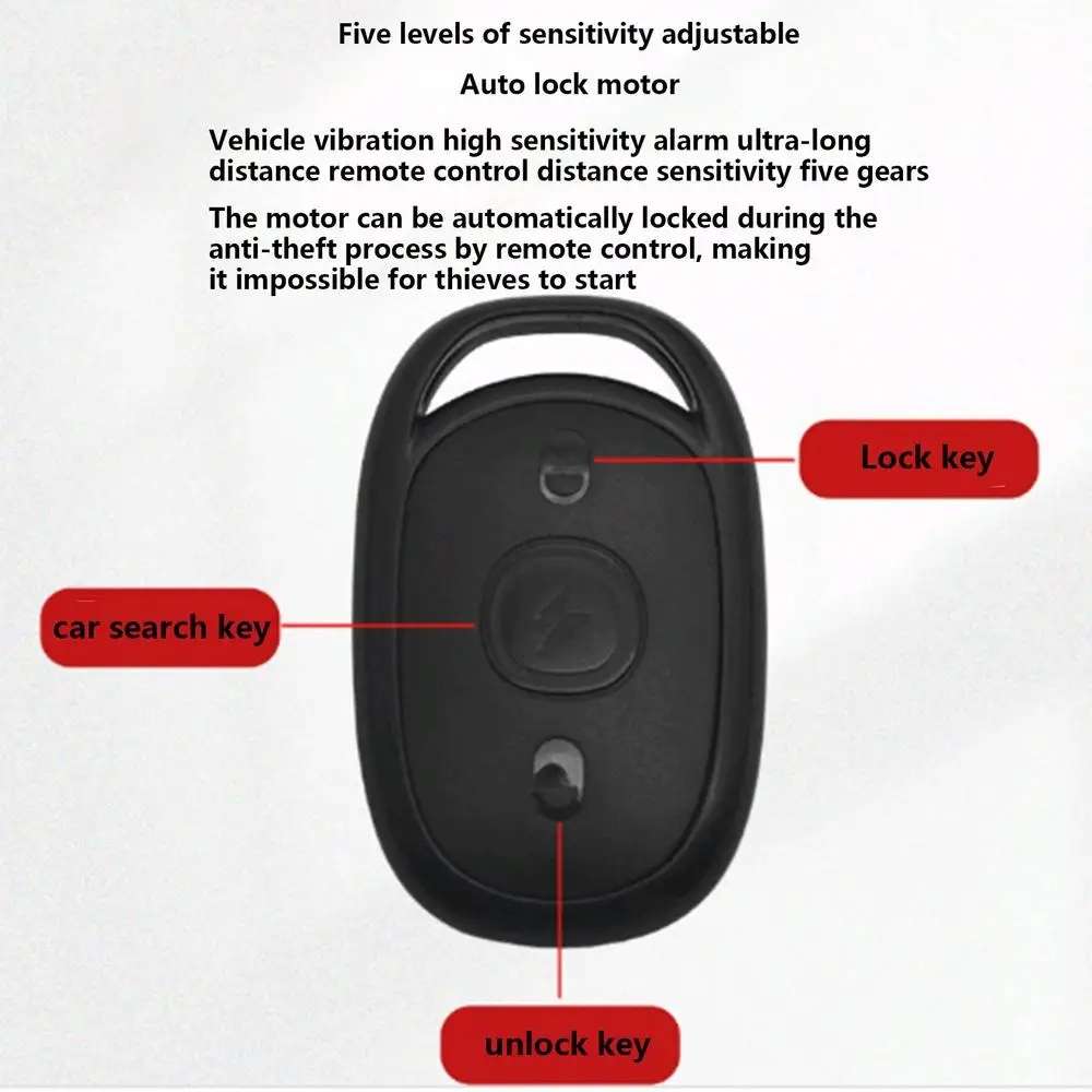 48-72V Electric Motorcycle One-Button Start Remote Lock Anti-Theft Alarm, Specifications: Three-whee