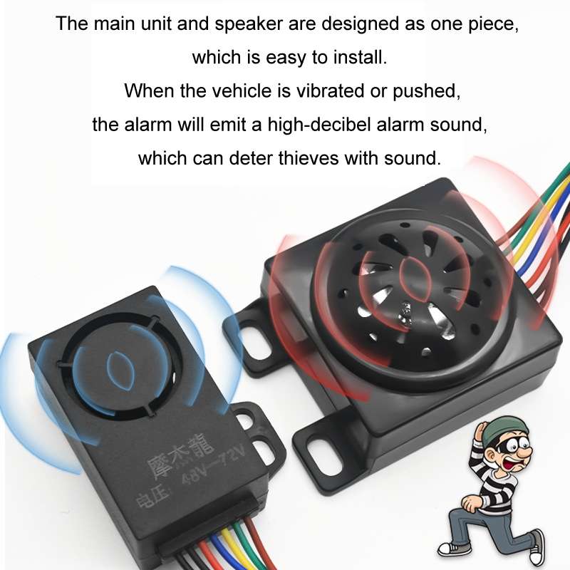 48-72V Electric Motorcycle One-Button Start Remote Lock Anti-Theft Alarm, Specifications: Three-whee