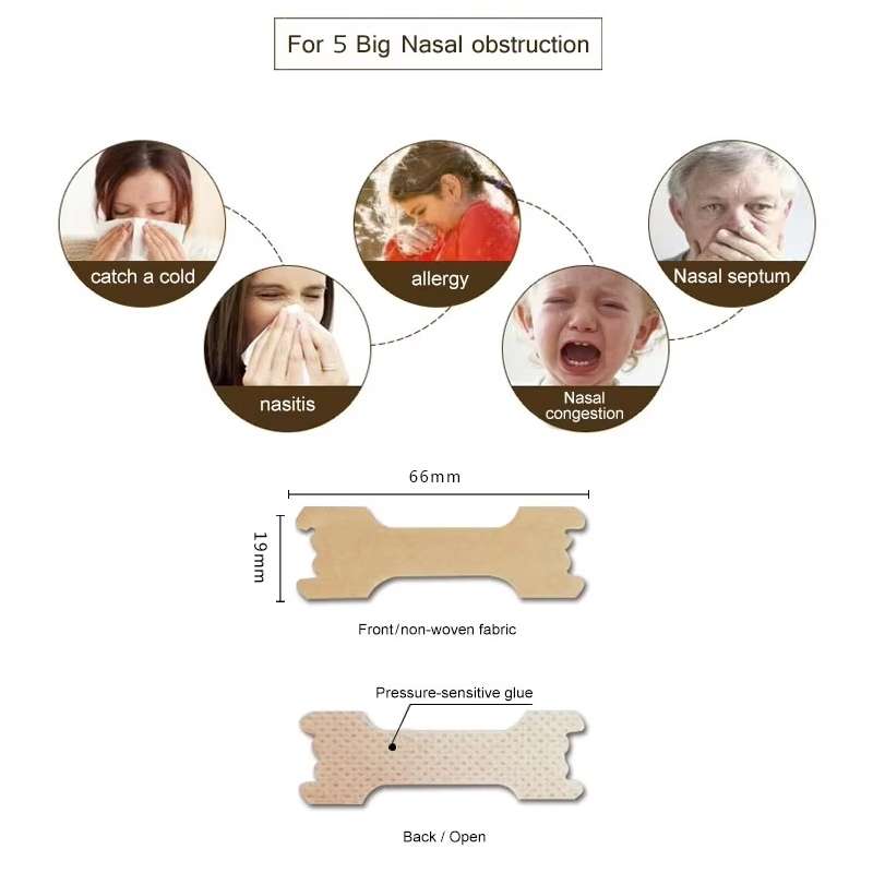 50pcs /Pack 66 X 19mm Nasal Strips To Improve Sleep, Reduce Snoring And Relieve Nose Congestion