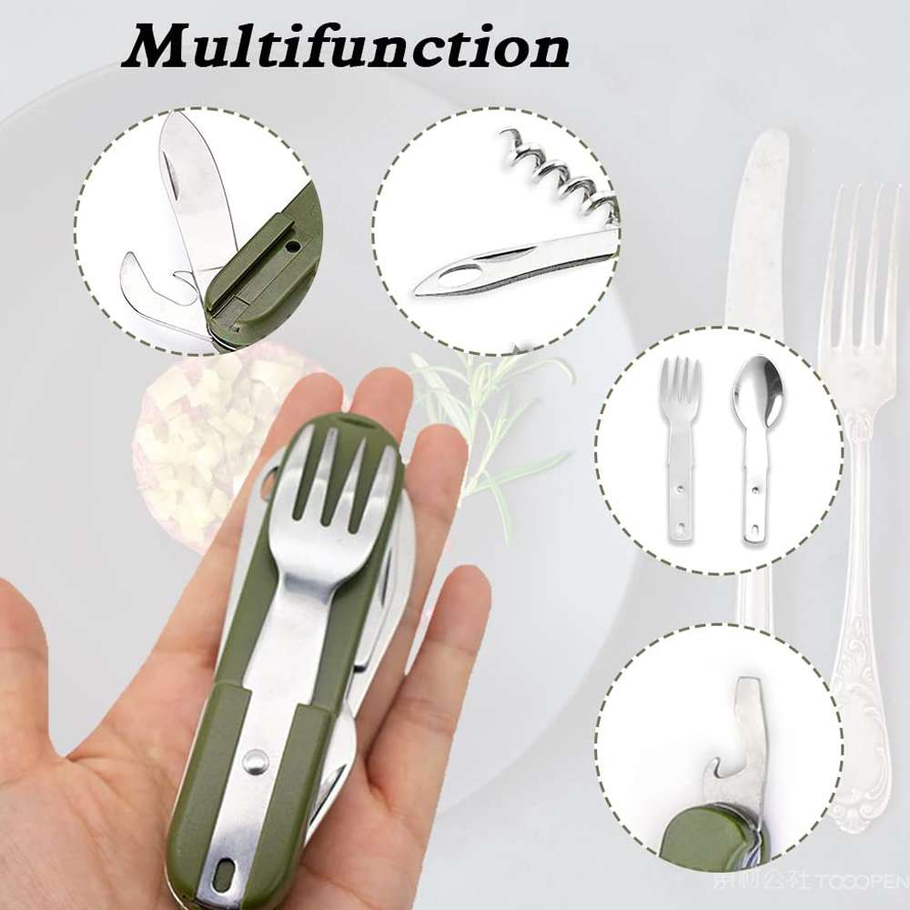 SY-FT008 7-in-1 Multifunctional Outdoor Camping Portable Folding Tableware Combination(Black)