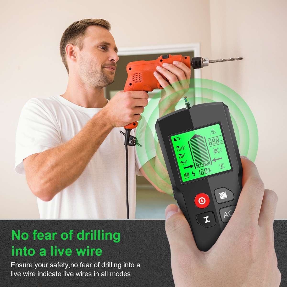 HW-QB5 5-In-1 Wall Stud Detector Wood Current Metal AC Wires Detection
