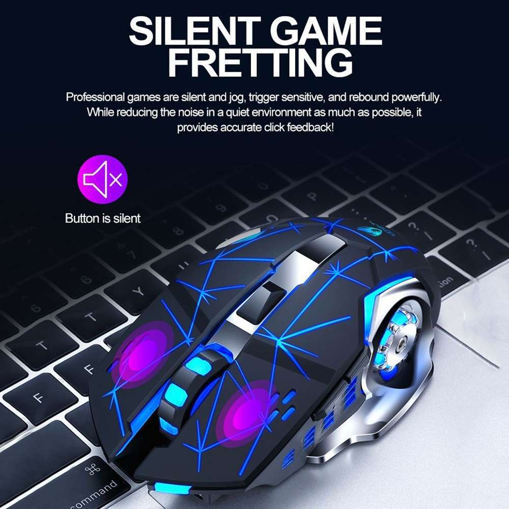 T-WOLF Q13 2.4GHz 6-keys RGB Colorful Light Gaming Wireless Mouse, Color: Dual Mode White