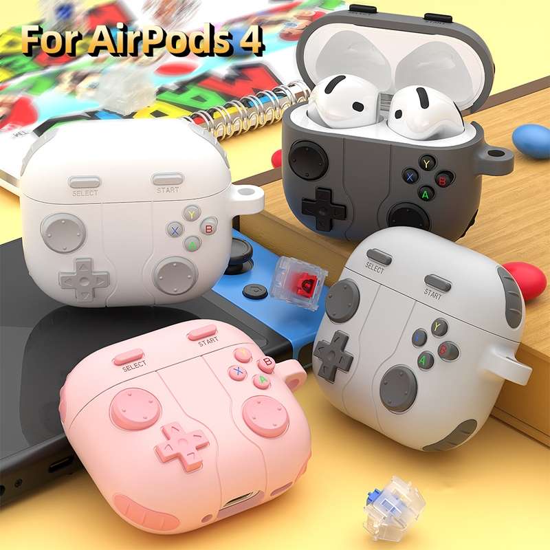 For AirPods 4 Gaming Console Styling Silicone Earphone Protective Case(White)