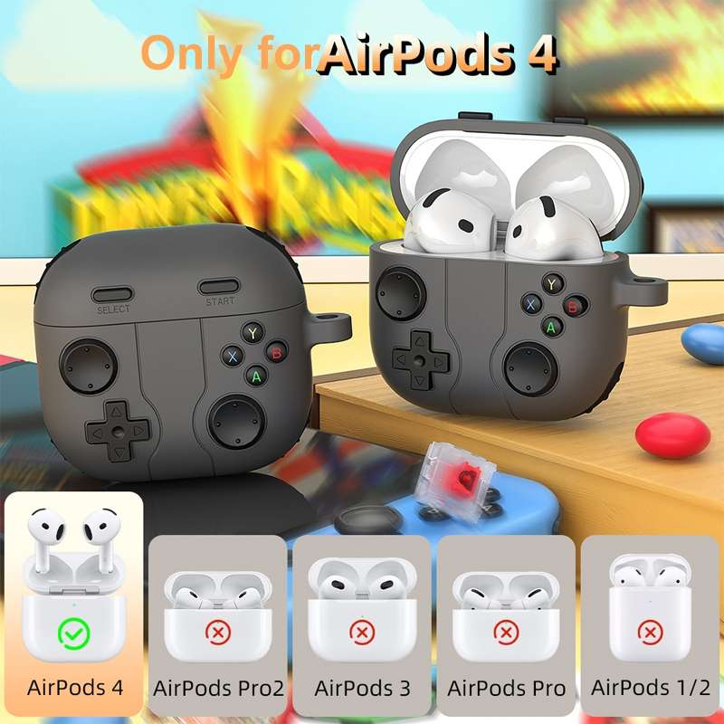 For AirPods 4 Gaming Console Styling Silicone Earphone Protective Case(White)