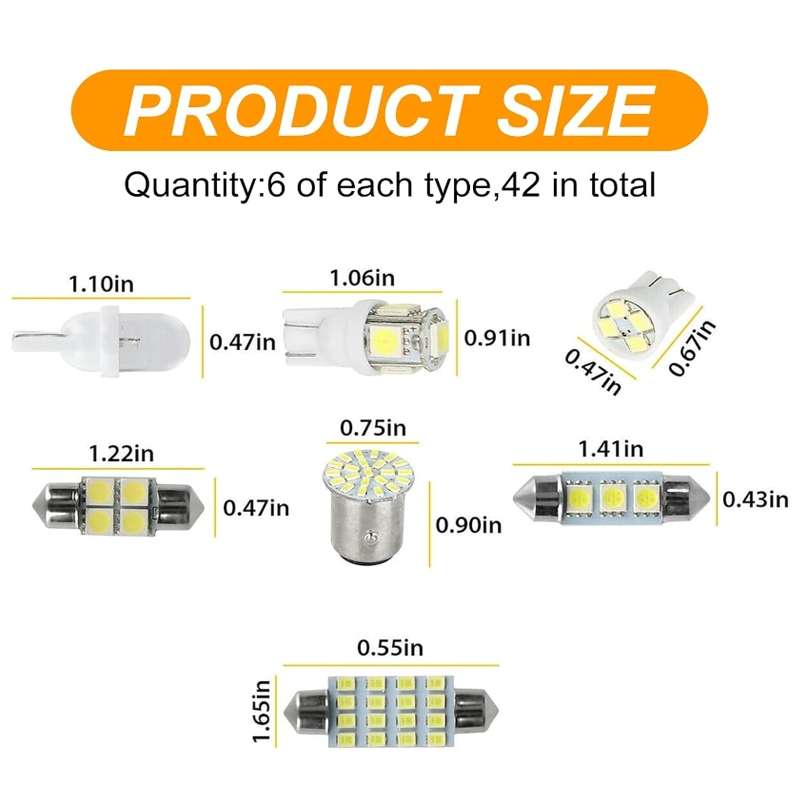 42pcs/Set Car Interior Reading LED Light Combination Set