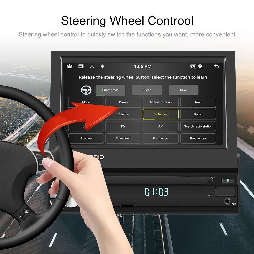1+32G 7-Inch Single Din Android 10.0 Carplay Screen With GPS Navigation/Bluetooth/Mirror Link/DVR In