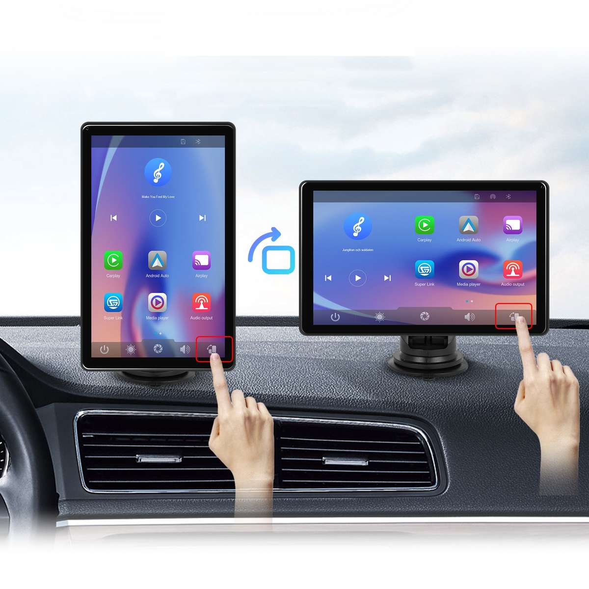 8-inch Car Full Touch Screen Player Supports Horizontal and Vertical CarPlay / Android Auto, Spec: S