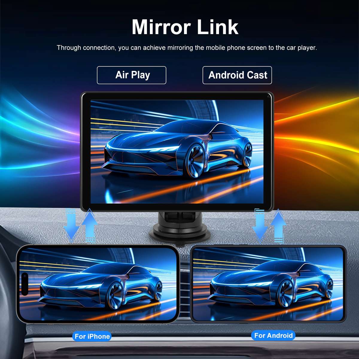 8-inch Car Full Touch Screen Player Supports Horizontal and Vertical CarPlay / Android Auto, Spec: S