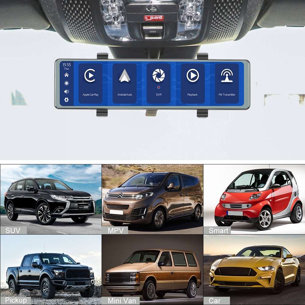 11.26 Inch 2-Split Streaming Media Rearview Mirror Front And Rear Dual Camera Recorder