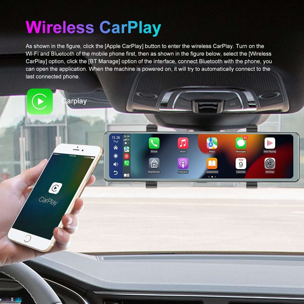 11.26 Inch 2-Split Streaming Media Rearview Mirror Front And Rear Dual Camera Recorder