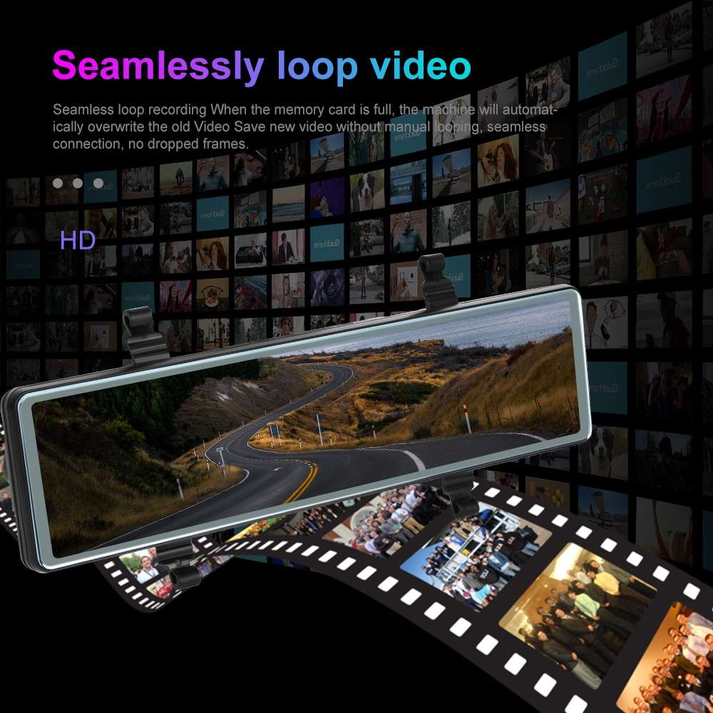 11.26 Inch 2-Split Streaming Media Rearview Mirror Front And Rear Dual Camera Recorder