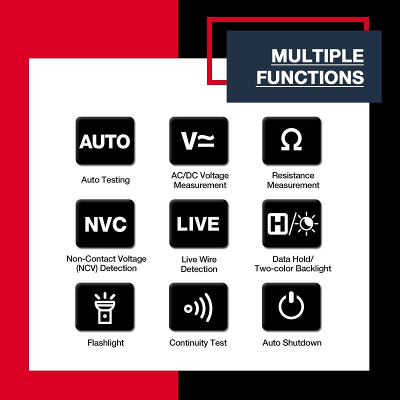 HABOTEST HT93 Phase Sequence Detection Intelligent Anti-Burn-In Fully Automatic Multimeter(Black)