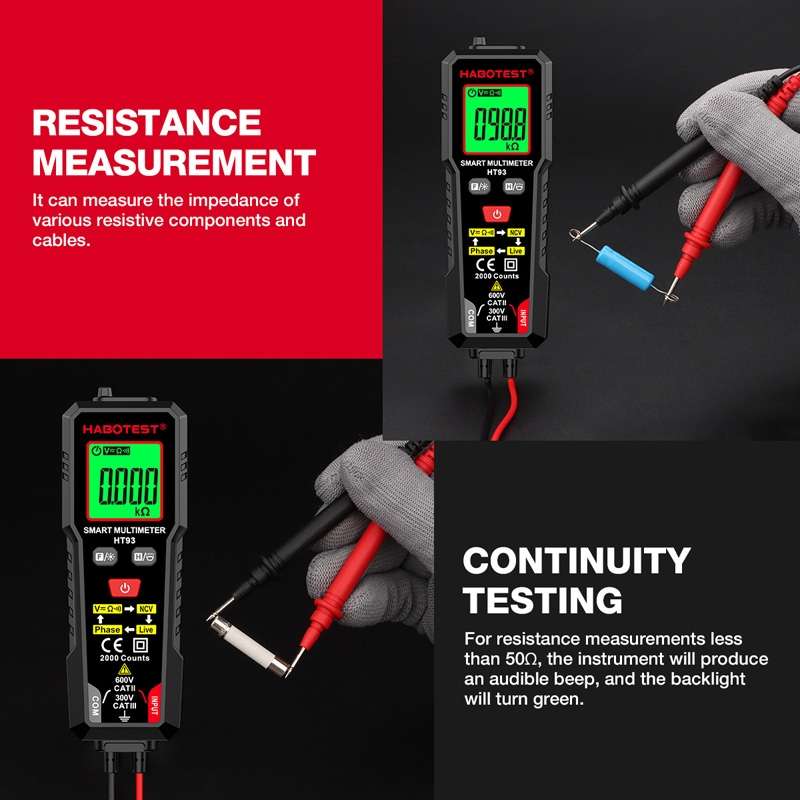 HABOTEST HT93 Phase Sequence Detection Intelligent Anti-Burn-In Fully Automatic Multimeter(Black)