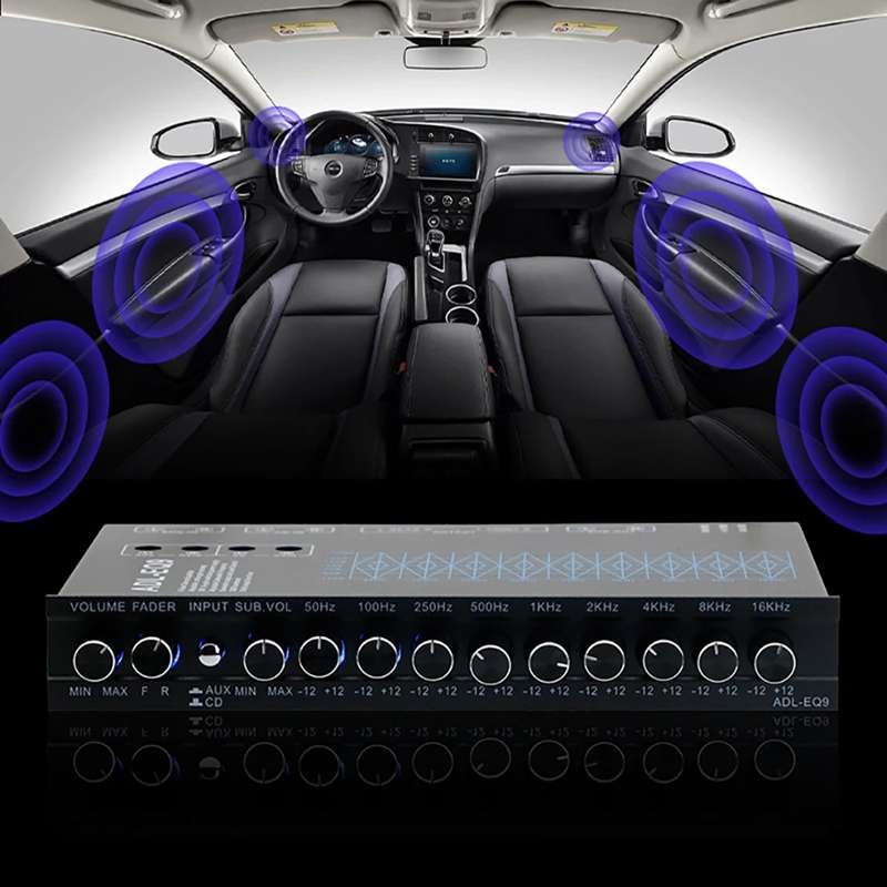 ADL-EQ9 Car Audio 9-Band Equalizer EQ Tuning Crossover Amplifier(Black)