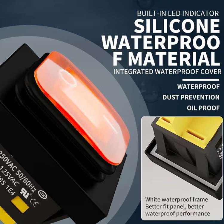 FILN 220V 30A Split Dustproof Boat-type Switch With Light, Specifications: Waterproof 6 Pin 3 Gear R