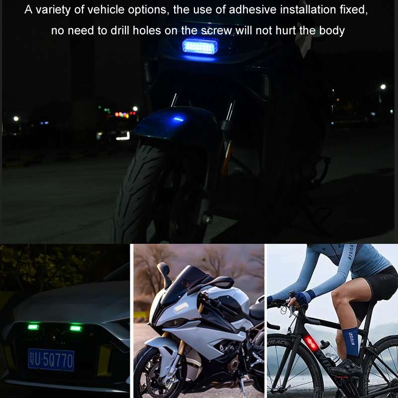 Solar Car Warning Double-Row Flashing Lights, Color: Red Blue