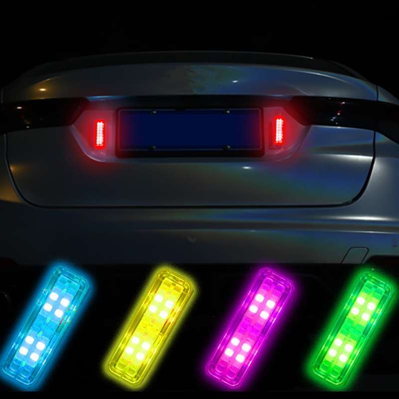 Solar Car Warning Double-Row Flashing Lights, Color: Red Blue