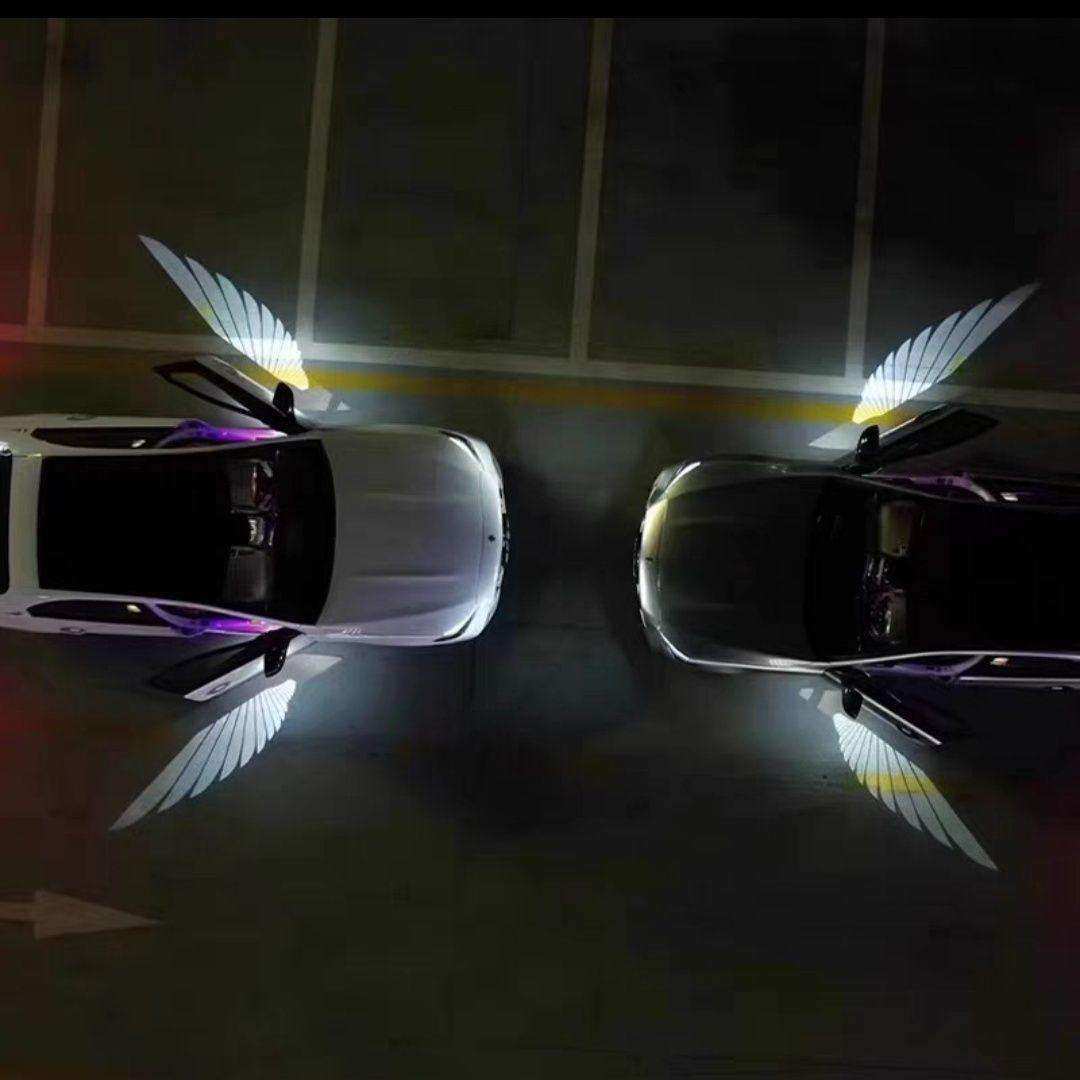 2pcs /Set Universal Angel Wings Pattern Projection Welcome Light for Car Carpet Light