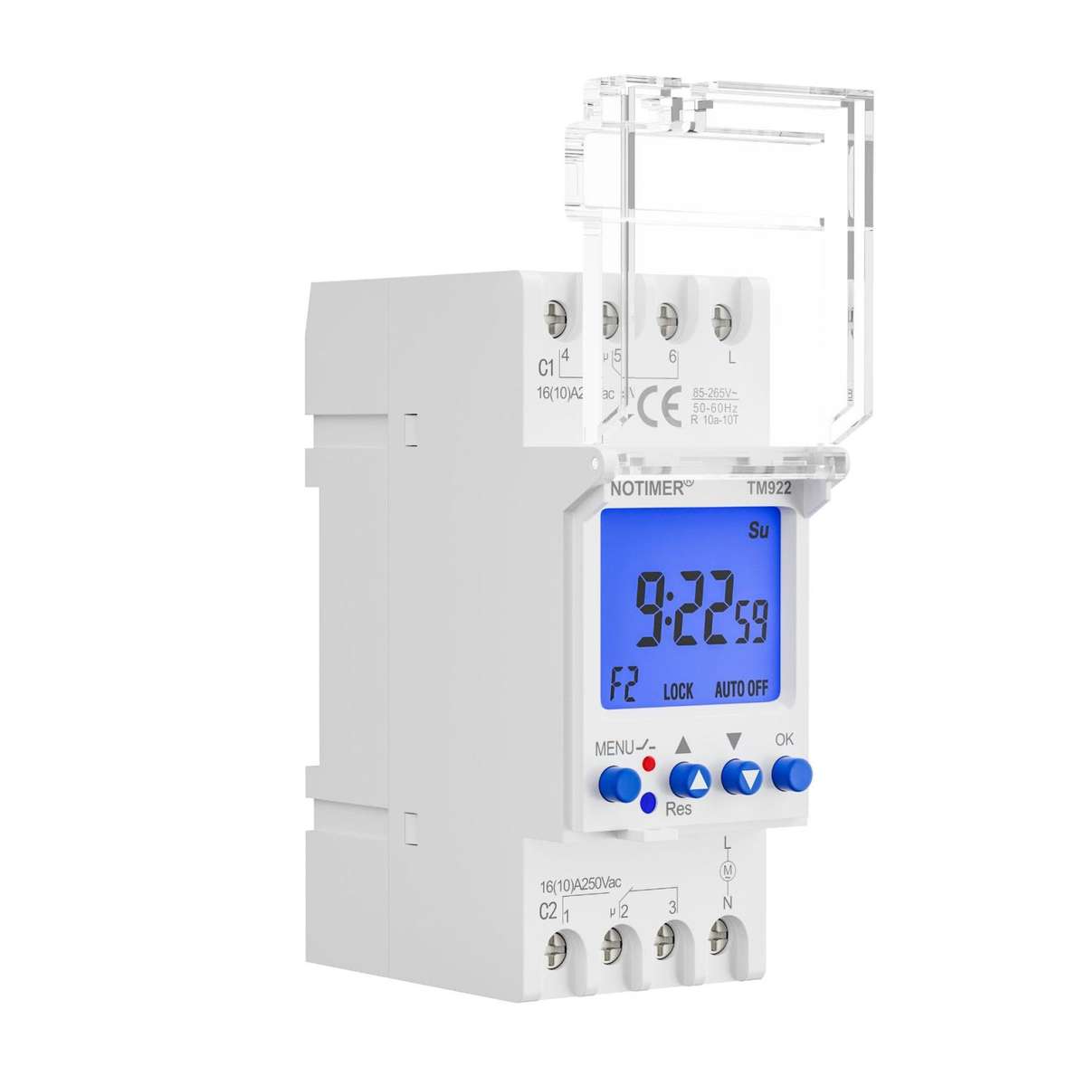 SINOTIMER TM922-4 12V 16A 2-Way Dual-Channel Second Control 7-Day Timing Switch Module DIN Mounted