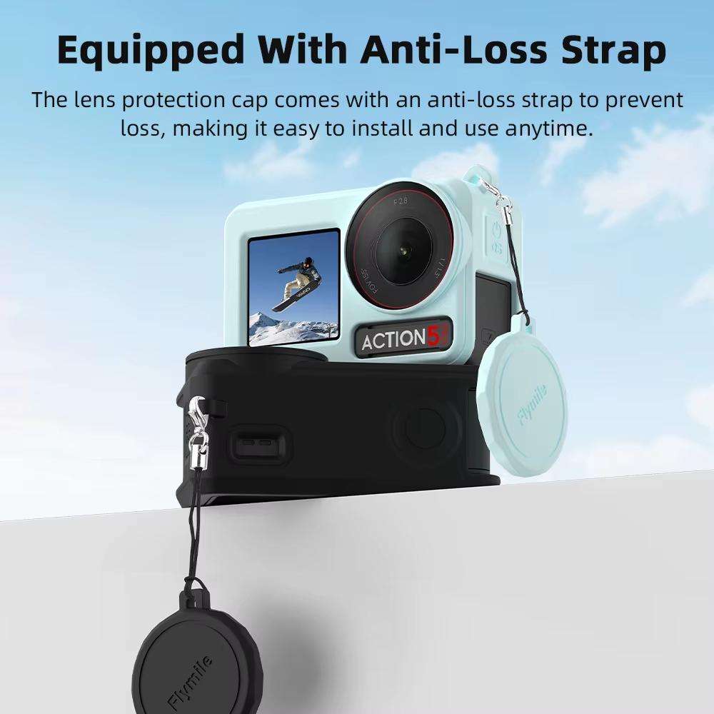 For DJI Osmo Action 3 / 4 / 5 Pro Flymile Silicone Cover Sport Camera Lens Drop Cases(Blue)