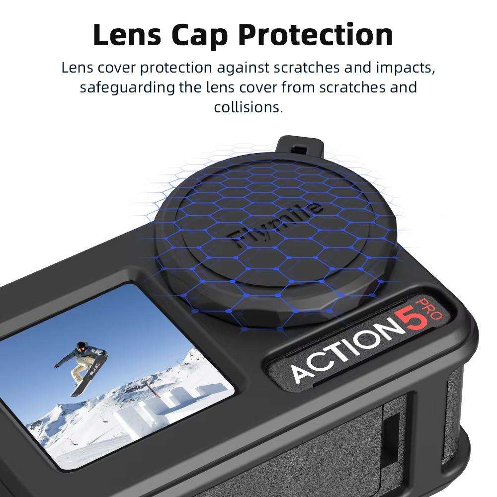 For DJI Osmo Action 3 / 4 / 5 Pro Flymile Silicone Cover Sport Camera Lens Drop Cases(Blue)