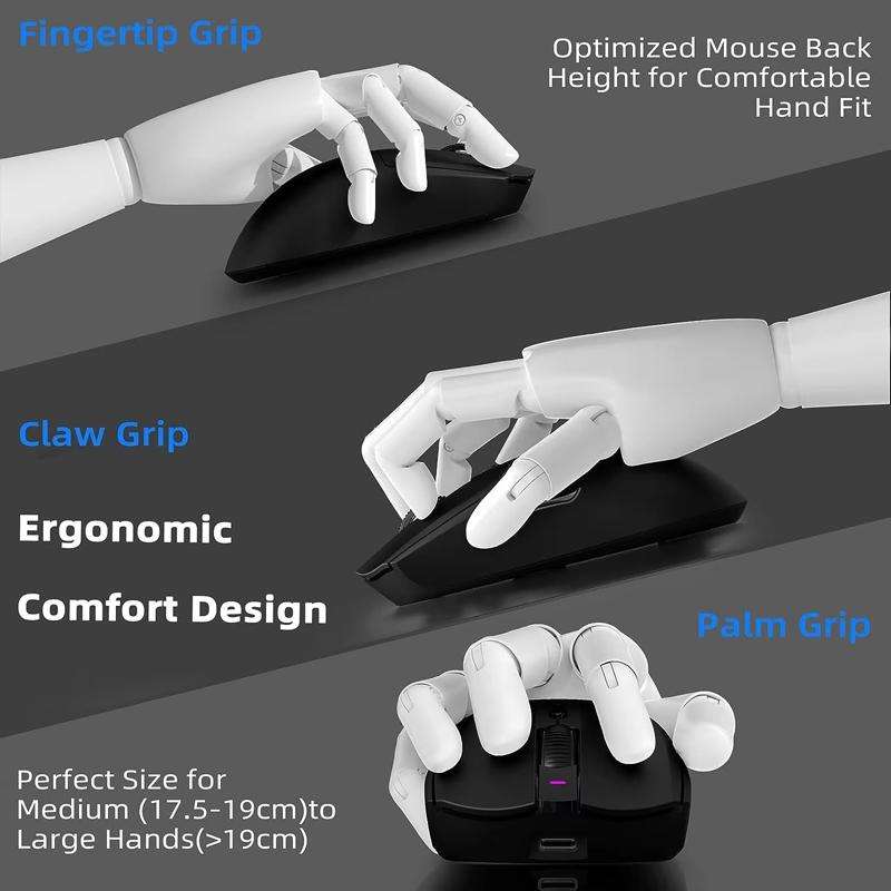 Ajazz AJ139 Pro Gaming Mouse Lightweight PAW3395 Wireless 2.4G + Wired Dual Mode Computer Mouse(Blac