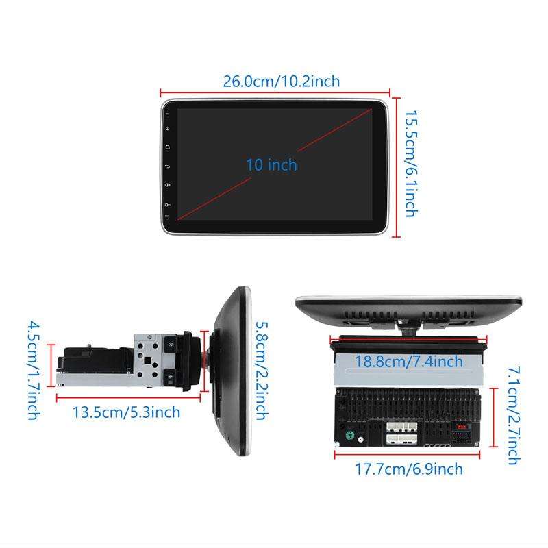 4+64G 10 Inch Android 13.0 Universal Player Car Reversing Center Control Integrated Machine(Stand...