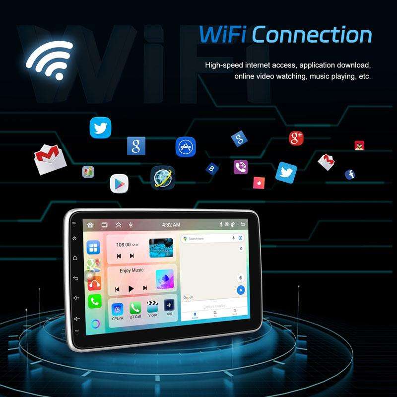 4+64G 10 Inch Android 13.0 Universal Player Car Reversing Center Control Integrated Machine(Stand...