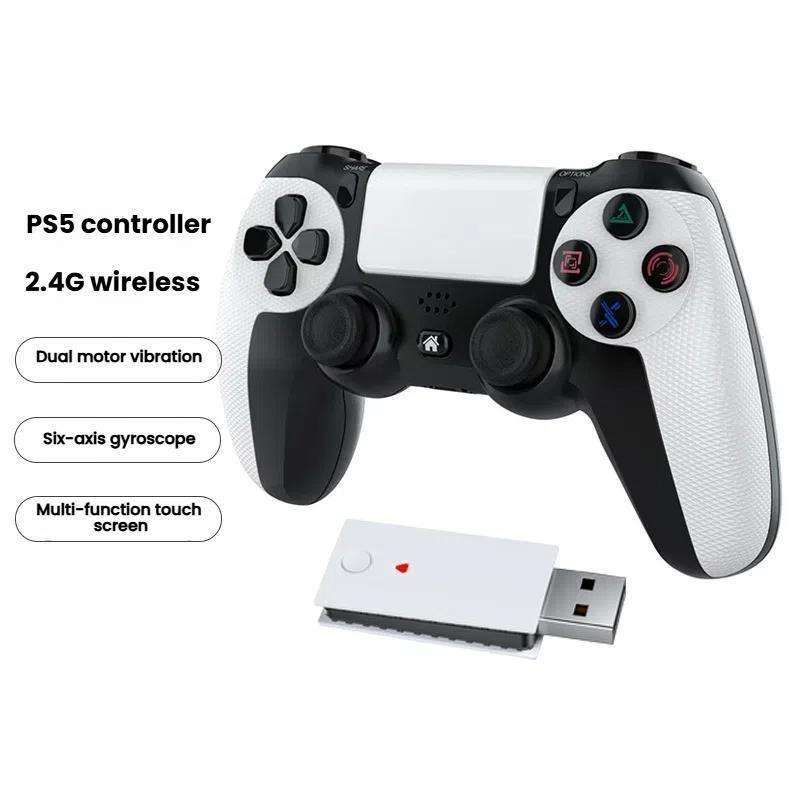2.4G Dual Motor Dual Vibration 6-Axis Wireless Gamepad For PS4 / PS5 / Android / iOS / PC(White)