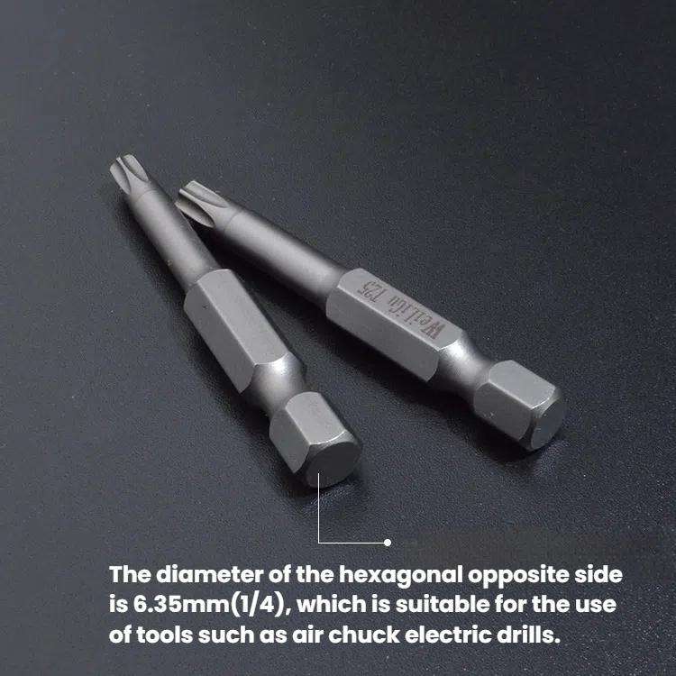 WEILIGU 11pcs 50mm Magnetic S2 Pneumatic Air Bit Electric Drill Plum Blossom Head With Center Hole