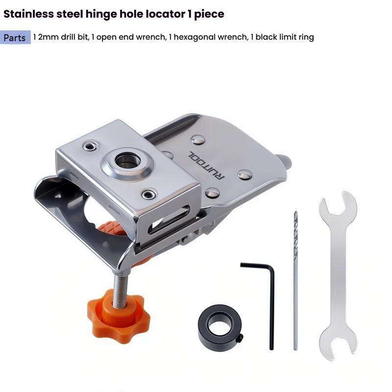 5 In 1 RUITOOL Stainless Steel Hinge Puncher Locator Adjustable Margin Quick Jig Woodworking Closet
