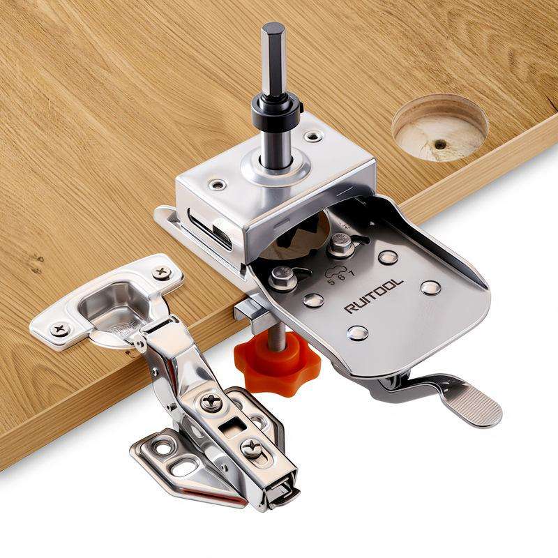 5 In 1 RUITOOL Stainless Steel Hinge Puncher Locator Adjustable Margin Quick Jig Woodworking Closet